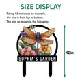 Size guide showing the dragonfly metal garden sign measured at 12 inches from top to bottom