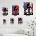 BMX metal sign size guide showing six square size options displayed in a living room setting