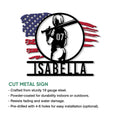 Softball metal sign feature graphic showing the player design and cut metal sign details