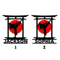 Karate artwork selection guide showing two available silhouette and torii-style design options