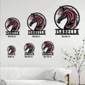 Horse metal sign size guide showing available square sizes from 8 by 8 to 24 by 24 inches
