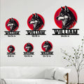 Wolf metal sign size guide showing available 8, 10, 12, 14, 18, and 24 inch options