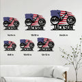 Cyclist metal sign size guide showing multiple size options displayed on a paneled wall