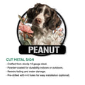 Cut metal English Springer Spaniel sign featuring a floral dog portrait and rounded black frame