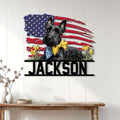 Scottish Terrier wall sign displayed on white paneling above a console table in a bright home entryway