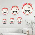 Karate metal sign size guide showing available square sizes from 8 by 8 to 24 by 24 inches