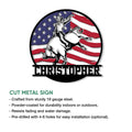 Rodeo bull riding metal sign shown with a product feature guide for indoor and outdoor display