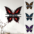 Black butterfly metal sign with vivid red wing accents displayed as dramatic wall decor