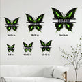 Butterfly metal sign size guide showing available 8, 10, 12, 14, 18, and 24 inch options