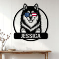 Alaskan Malamute wall sign displayed above a console table in a bright home interior