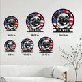 Pug metal sign size guide showing available square sizes from 8 by 8 to 24 by 24 inches