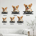 Corgi metal sign size guide showing six available sizes from 8 by 8 to 24 by 24 inches