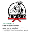 Jiu Jitsu grappling metal sign shown in a clean product view with a bold circular athlete design