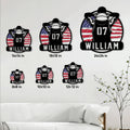 Basketball metal sign size guide showing available square sizes from 8 by 8 to 24 by 24 inches