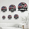 Patriotic golf metal sign shown in multiple size options for different wall spaces