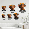 Vizsla dog metal sign size guide showing several square size options in a living room setting