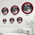 Christmas metal sign size guide showing round options from 8 by 8 inches to 24 by 24 inches