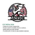 Dragon metal sign feature graphic highlighting the cut metal design and hanging options