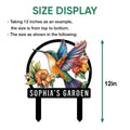 Hummingbird metal garden sign size display guide showing the overall top-to-bottom measurement