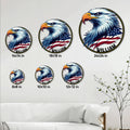 Eagle metal sign size guide showing available round sign dimensions from 8 by 8 to 24 by 24 inches