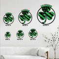 Irish shamrock metal sign size guide showing available sizes from 8x8 to 24x24 inches