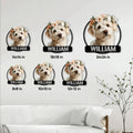 Schnoodle metal sign size guide showing available square dimensions from 8 by 8 to 24 by 24 inches