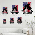 Wrestling metal sign size guide showing display options from 8 by 8 inches to 24 by 24 inches