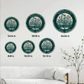 She Shed flower garden metal sign shown in multiple size options on a bright living room wall