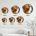 Rhodesian Ridgeback metal sign size guide showing six square size options from 8 to 24 inches