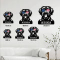 Schnoodle metal sign size guide showing six square size options from 8 by 8 to 24 by 24 inches