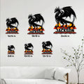 Dragon metal sign size guide showing available square sizes from 8x8 inches to 24x24 inches