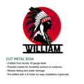 Native American metal sign product graphic showing the portrait design and visible cut metal sign features