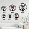 Miniature Schnauzer metal sign size guide showing six available square dimensions