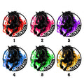 Color selection guide showing six available flame color options for the horse metal sign