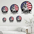 Maine Coon American flag metal sign shown in multiple size options on a bright living room wall