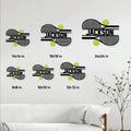 Tennis racket metal sign size guide showing available square sizes from 8 by 8 to 24 by 24 inches
