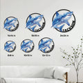 Shark metal sign size guide showing six available square sizes from 8 by 8 to 24 by 24 inches