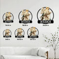 Cockatiel metal sign size guide showing 8, 10, 12, 14, 18, and 24 inch square options