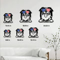 Australian Shepherd metal sign size guide showing 8, 10, 12, 14, 18, and 24 inch options
