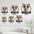 Rat Terrier metal sign size guide showing available square sizes from 8 by 8 to 24 by 24 inches