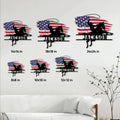 Cowboy horse metal sign shown in multiple size options above a living room sofa
