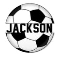 Custom soccer ball metal sign featuring a bold black-and-white soccer design for sports-themed wall decor
