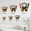 Butterfly metal sign size guide showing available square sizes from 8 by 8 to 24 by 24 inches