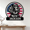 Boykin Spaniel wall sign displayed above a console table in a bright farmhouse-style interior