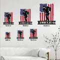 Football metal sign size guide showing display options from 8 by 8 inches to 24 by 24 inches