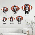 Football metal sign size guide showing available square sizes from 8 by 8 inches to 24 by 24 inches