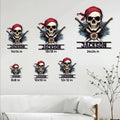 Pirate skull metal sign size guide showing available square sizes from 8 by 8 to 24 by 24 inches