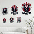 Size guide showing the Native-inspired bear metal sign in six square size options