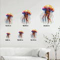 Jellyfish metal sign size guide showing six available square sizes from 8 by 8 to 24 by 24 inches