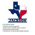 Texas longhorn metal sign shown with a cut-metal sign feature and indoor or outdoor display information